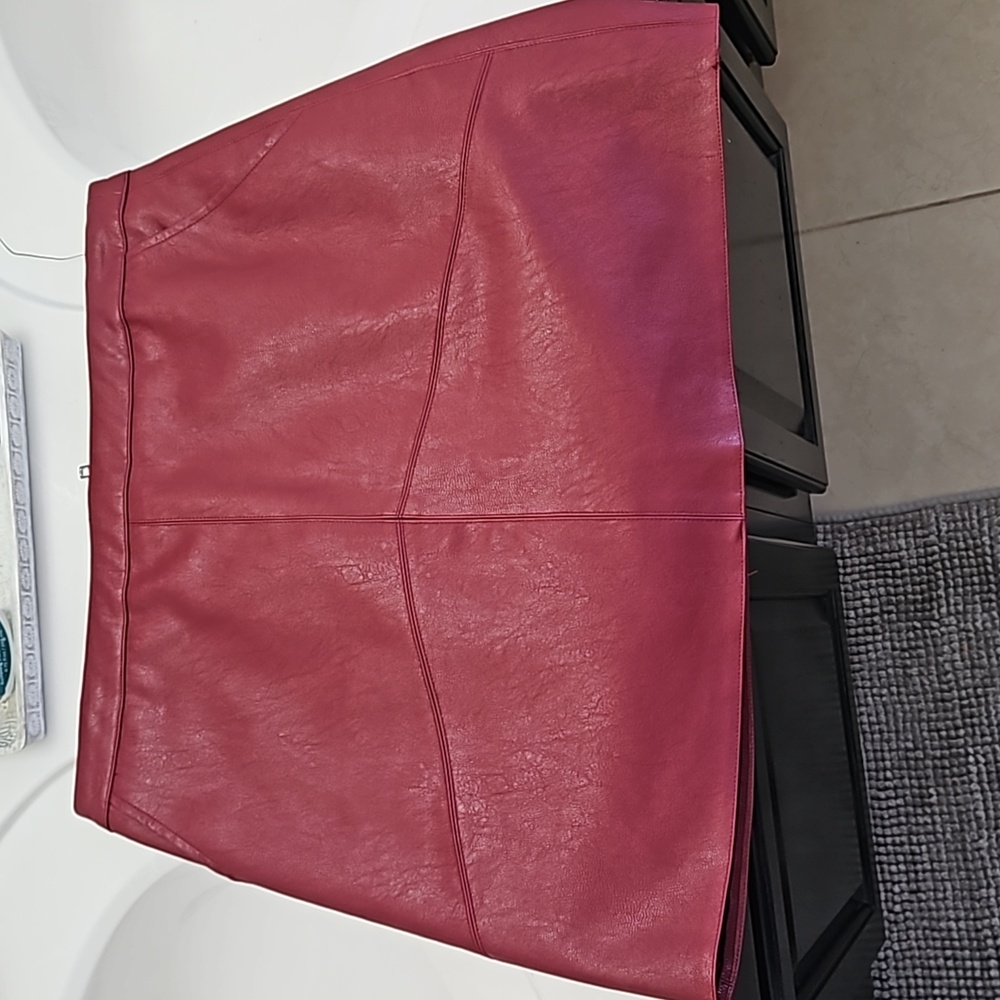 Lulus Red Vegan Leather Mini Skirt